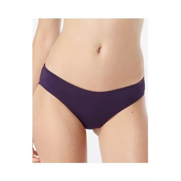 Vince Camuto Shirred Back Bikini Bottom Size L Deep Plum Purple Hipster New - Picture 1 of 5
